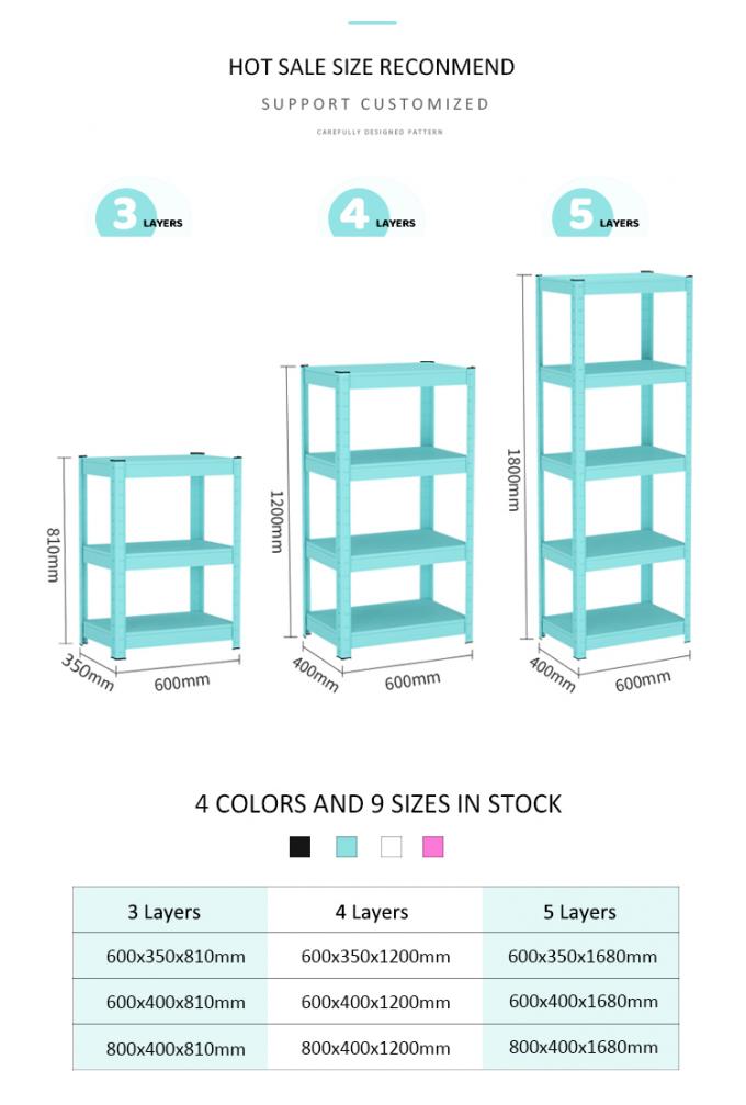 étagère résistante d'utilisation de 600*400*1200mm de salle à manger de marchandises à la maison de haute qualité en métal supports d'étagère de 4 couches