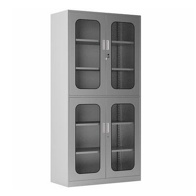 Meuble de rangement d'acier inoxydable de 4 de Galss rangées de porte double avec les étagères réglables