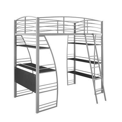 Lit superposé en acier gris de lit simple d'école de dortoir avec le bureau et l'étagère d'étude