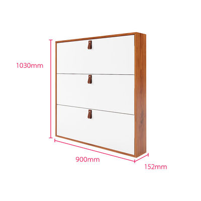 Meuble de rangement moderne de chaussure de plancher de meuble de rangement en métal de rangée de la couleur 3 en bois avec la poignée
