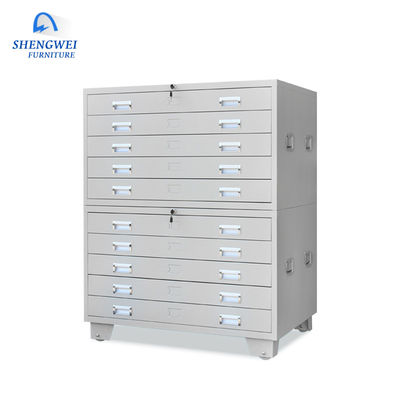 Cabinet horizontal de dessin en métal de dossier de carte de bureau pour les dessins A0 et A1