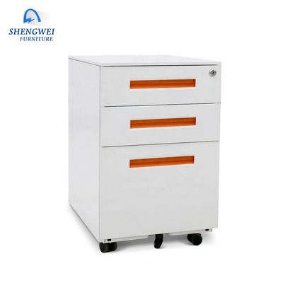 3 Cabinet de stockage de fichier mobile en métal de dossier des tiroirs A4 avec la longue poignée