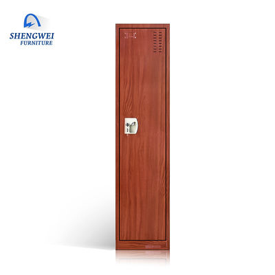 La porte simple vêtx le casier de chambre à coucher en métal de garde-robe avec la couleur en bois