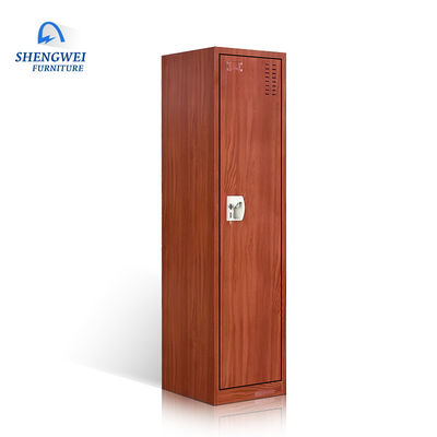 La porte simple vêtx le casier de chambre à coucher en métal de garde-robe avec la couleur en bois