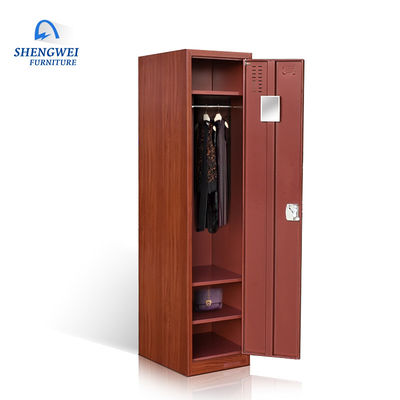 La porte simple vêtx le casier de chambre à coucher en métal de garde-robe avec la couleur en bois