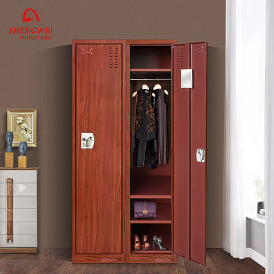 La porte simple vêtx le casier de chambre à coucher en métal de garde-robe avec la couleur en bois