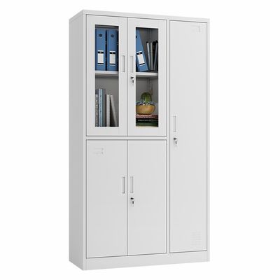 Casier de stockage en acier en métal de 2 portes des portes 3 en verre pour le dossier et les vêtements