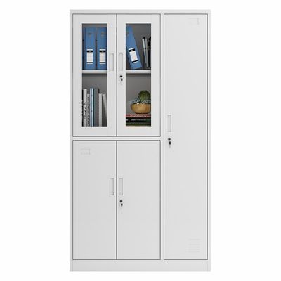 Casier de stockage en acier en métal de 2 portes des portes 3 en verre pour le dossier et les vêtements
