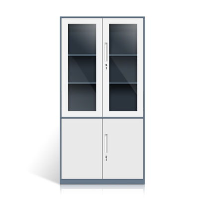 Doubles Cabinet de stockage de fichier en verre en métal de porte des rangées deux avec l'étagère réglable