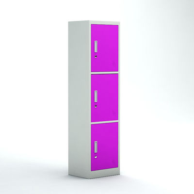 Casier de stockage coloré de chambre à coucher de portes de la verticale 3 en métal en acier de garde-robe