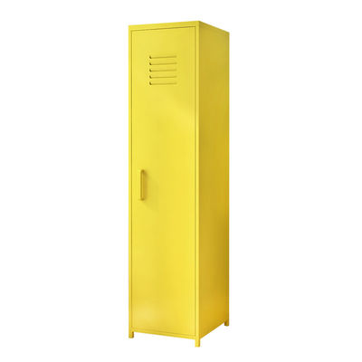 Casier de stockage simple jaune rouge en métal de pieds de support de porte d'oscillation