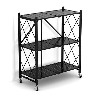 3 couches de petit affichage en métal d'étagère de stockage de support en acier se pliant d'étagère pour la maison