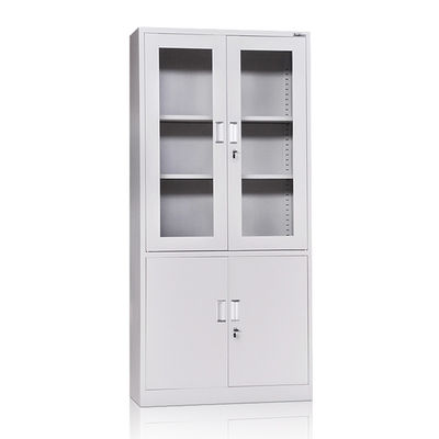 Meuble de rangement en verre en métal de porte de rangées imperméables de la bibliothèque deux