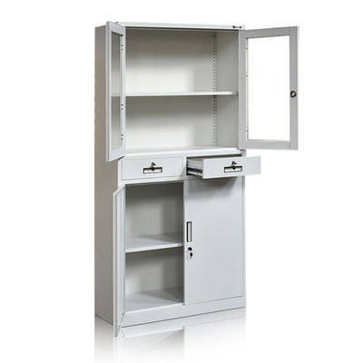 Cabinet en verre de porte de stockage de paille de fer de Cabinet de meubles de bureau en métal