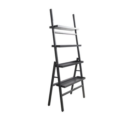 Étagère noire de support de fleur de fer d'à la maison quatre rangées avec le panier de drain
