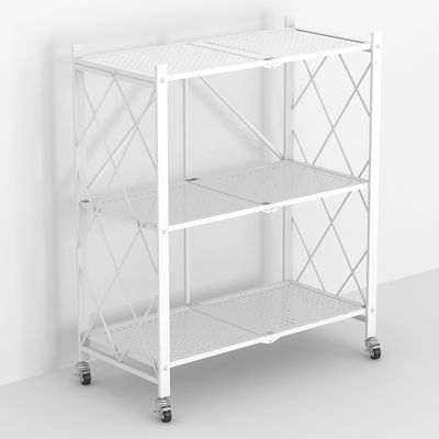 Support en acier d'étagère de blanchisserie pliable de 3 étagères avec des roues