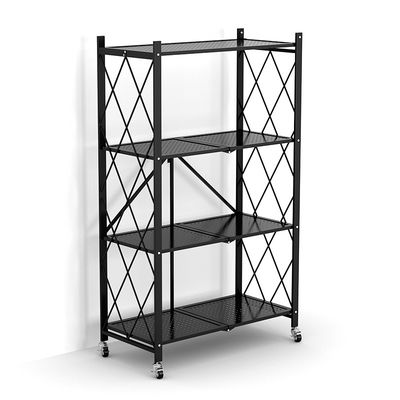Étagère à la maison de pliage en métal de rangées de la cuisine 4 avec 4 roues