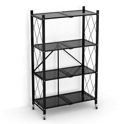 Étagère à la maison de pliage en métal de rangées de la cuisine 4 avec 4 roues