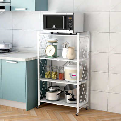 Étagère à la maison de pliage en métal de rangées de la cuisine 4 avec 4 roues
