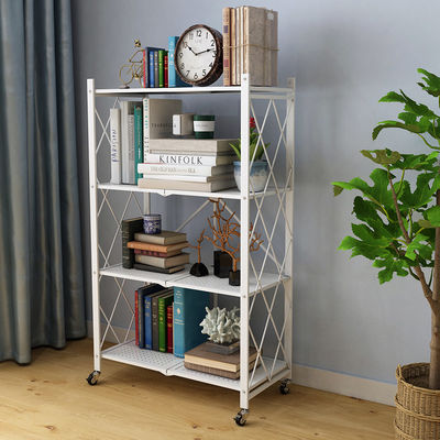 Étagère à la maison de pliage en métal de rangées de la cuisine 4 avec 4 roues