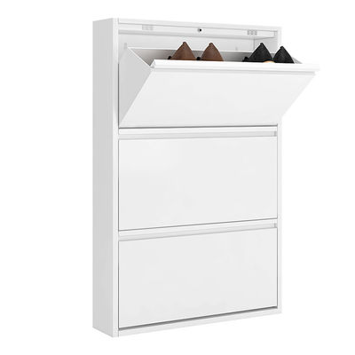 Meuble de rangement blanc en métal de conception moderne 3 couches de chaussure de Cabinet en acier de support