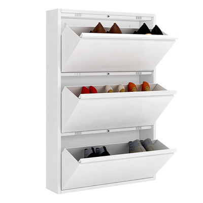 Meuble de rangement blanc en métal de conception moderne 3 couches de chaussure de Cabinet en acier de support