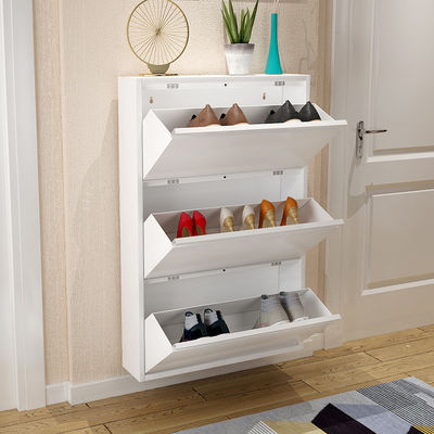 Meuble de rangement blanc en métal de conception moderne 3 couches de chaussure de Cabinet en acier de support
