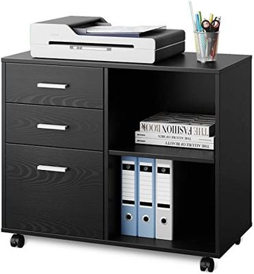 Imprimante latérale mobile Stand Filing Cabinet en métal de 3 tiroirs avec des étagères de stockage ouvert