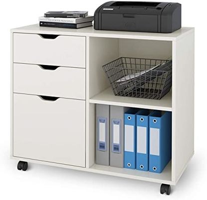 Imprimante latérale mobile Stand Filing Cabinet en métal de 3 tiroirs avec des étagères de stockage ouvert