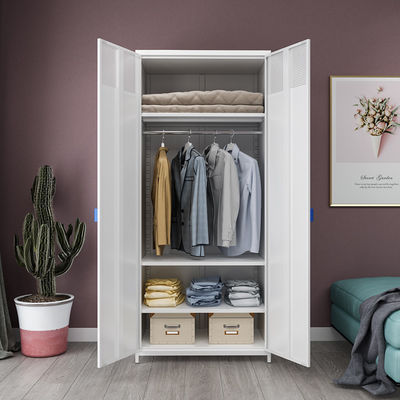 Garde-robe à la maison de style de casier en métal de porte à deux battants de chambre à coucher avec le pied élevé