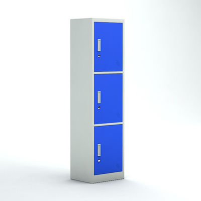 Casiers de stockage blancs de bureau de cadre de couleur bleue de portes de l'école 3 avec la clé