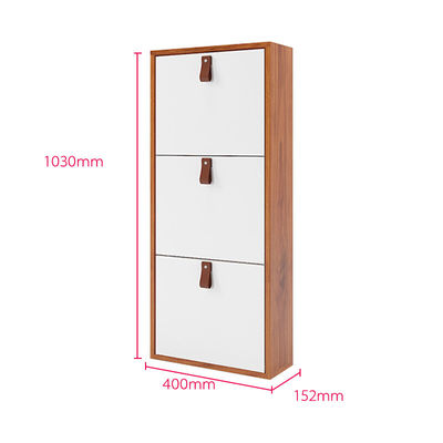 Meuble de rangement moderne de chaussure de plancher de meuble de rangement en métal de rangée de la couleur 3 en bois avec la poignée