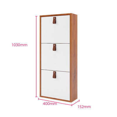 Meuble de rangement moderne de chaussure de plancher de meuble de rangement en métal de rangée de la couleur 3 en bois avec la poignée