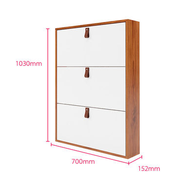 Meuble de rangement moderne de chaussure de plancher de meuble de rangement en métal de rangée de la couleur 3 en bois avec la poignée