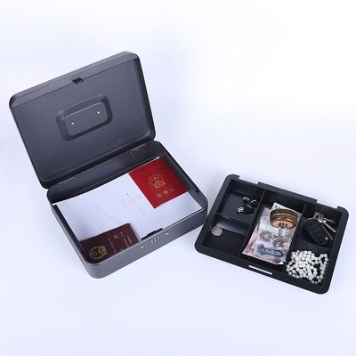 Boîte de rangement noire d'argent liquide en métal avec la serrure de Tray And Key /Digital d'argent