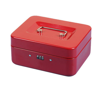 Boîte rouge d'argent liquide de grande en métal d'argent boîte sûre de sécurité avec la clé de verrouillage et le plateau d'argent